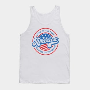 America Land Of The Free Because Of The Brave Retro Tank Top